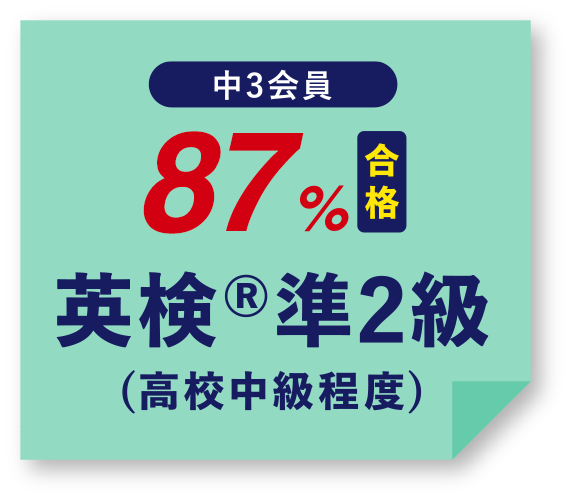 中3会員 87%合格 英検®準2級(高校中級程度)