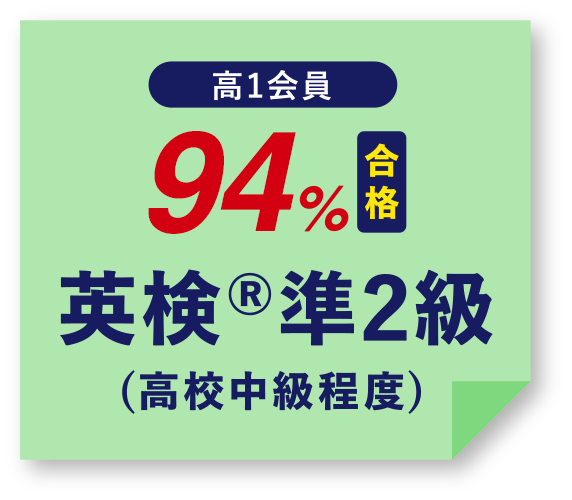 高1会員 94%合格 英検®準2級(高校中級程度)